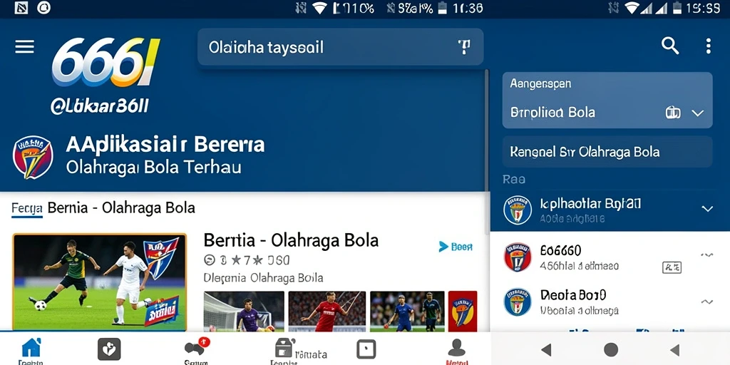 Antarmuka aplikasi 666I yang menarik dan informatif untuk berita olahraga bola.