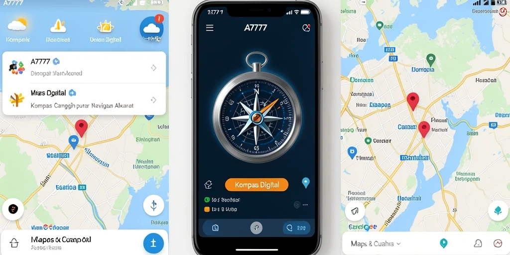 Tampilan antarmuka A7777 menampilkan fitur Kompas Digital yang intuitif.
