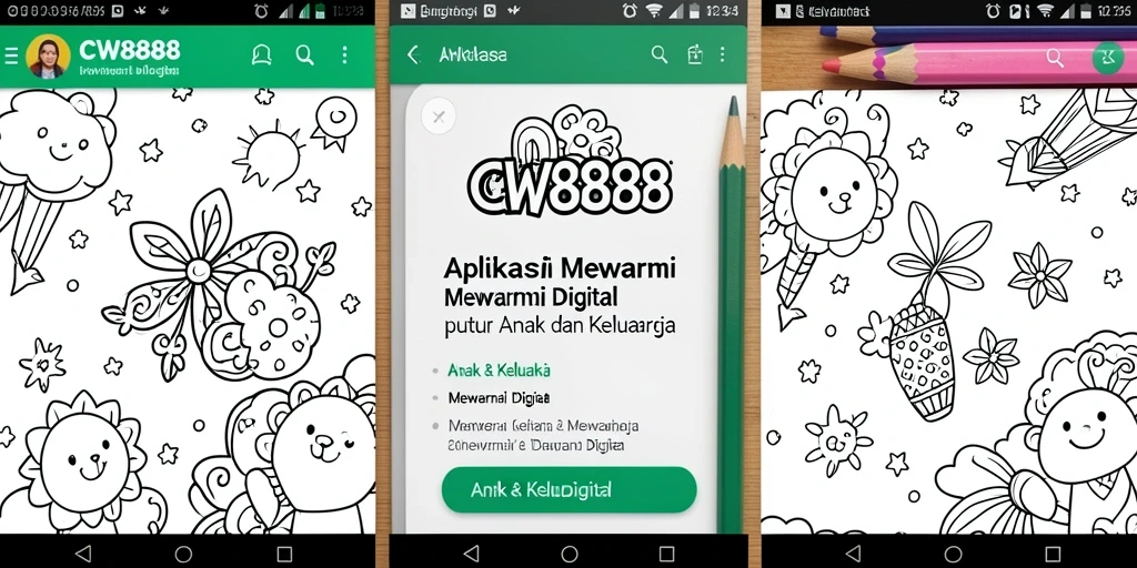 Antarmuka aplikasi CW8888 dengan fitur mewarnai digital yang interaktif.