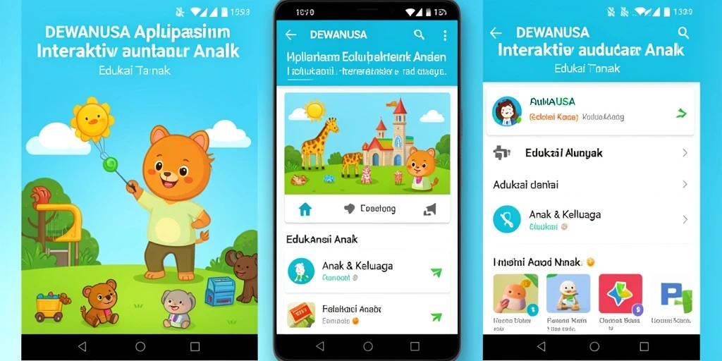 Tampilan antarmuka pengguna DEWANUSA yang ramah anak.
