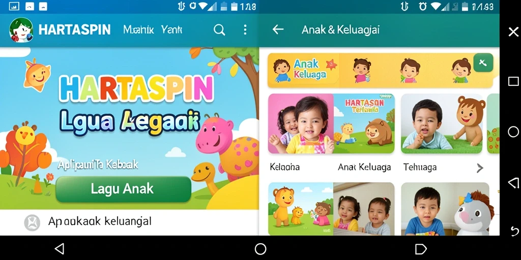 Tampilan antarmuka HARTASPIN yang ceria dan menarik bagi anak-anak.