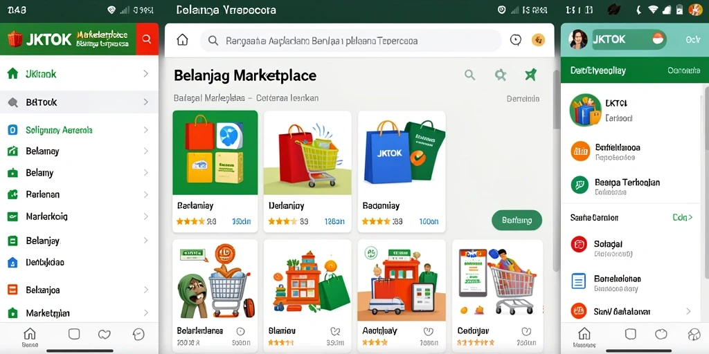Antarmuka JKTOK yang sederhana dan mudah digunakan untuk belanja.