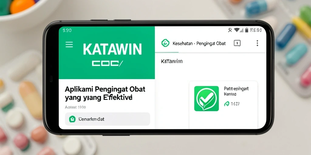 Tampilan antarmuka KATAWIN yang sederhana dan efektif untuk Pengingat Obat.