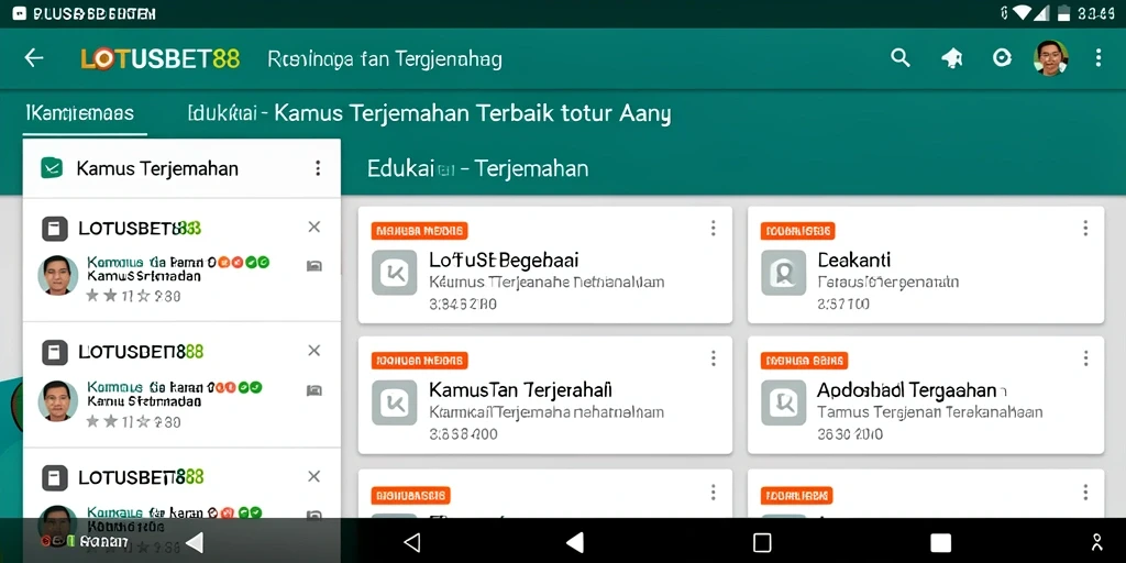 Tampilan utama aplikasi LOTUSBET88 dengan fungsi Kamus Terjemahan yang intuitif.