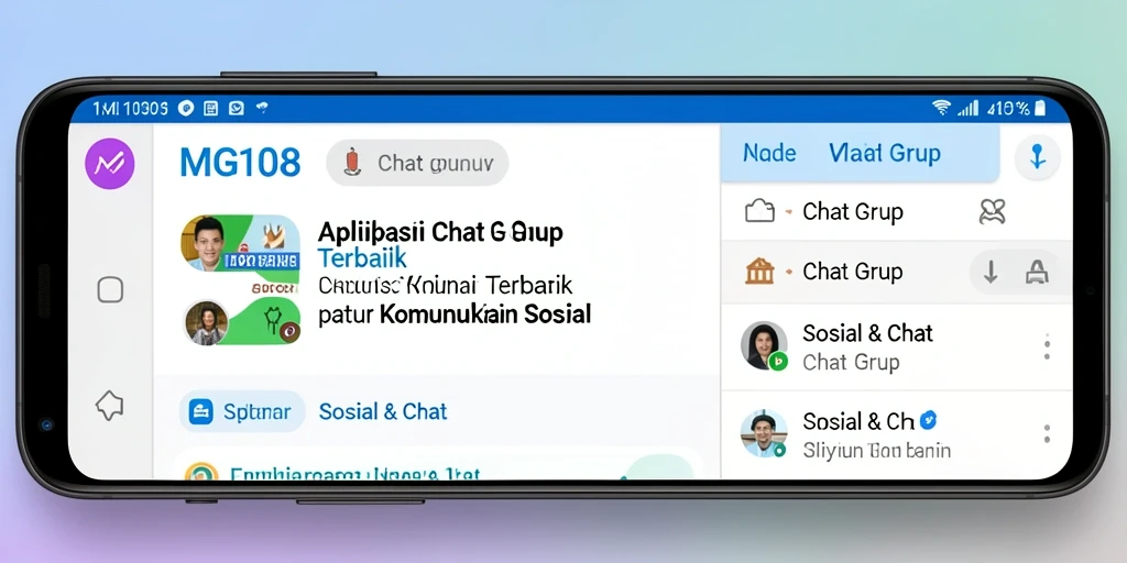 Tampilan antarmuka MG108 dengan fungsi Chat Grup yang menarik dan interaktif.
